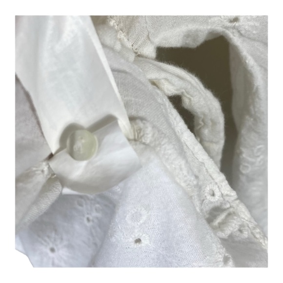 ZARA White Eyelet Cutout Long Sleeve True Wrap Top Shirt Size Small - Picture 8 of 10